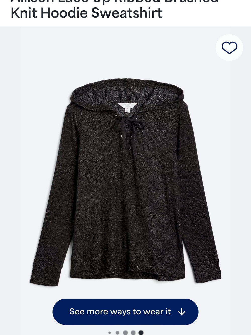 Market & Spruce Black Lace-Up Brushed Knit Hoodie